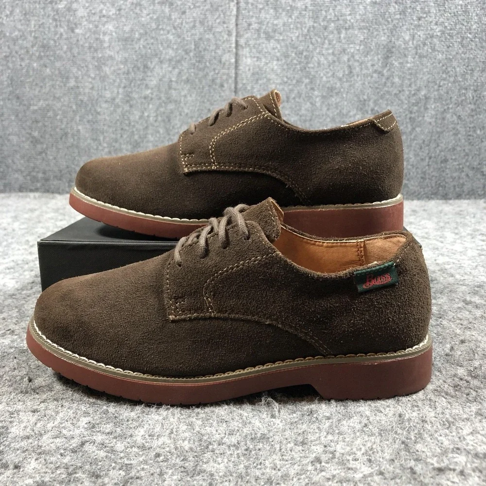 GH Bass Boys 4 Brown Suede Derby Dress Shoes Junior 2 0402-6939-211